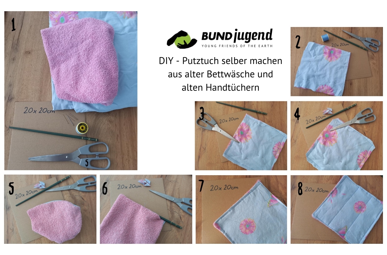 DIY Putzlappen aus alten Textilien herstellen.