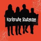 Karlsruhe Stutensee Schild rote Hintergrund.